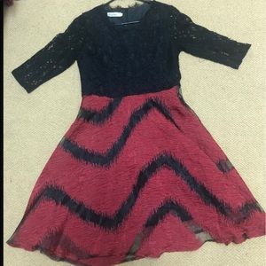 Red and Black midi dress